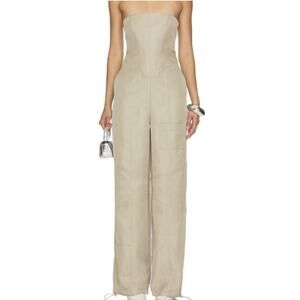 NEW Lovers and Friends Meadow Cargo Jumpsuit Olive Green Jogger Corset SMALL